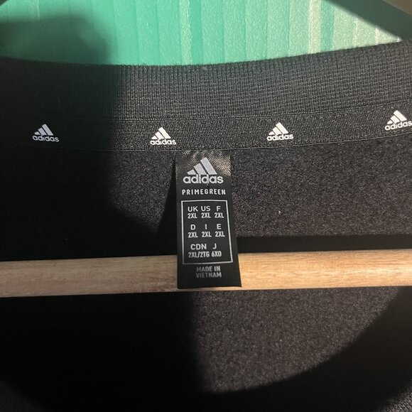Adidas Primegreen 3-Stripes Crewneck Sweatshirt Men’s 2XL Black White Logo Pullo - Picture 2 of 2